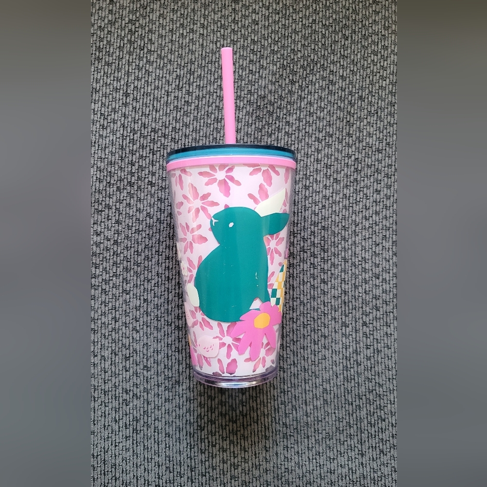 Starbucks 2023 Easter Spring Pink Mod Bunny Floral Tumbler 16oz Grande Cup NWT